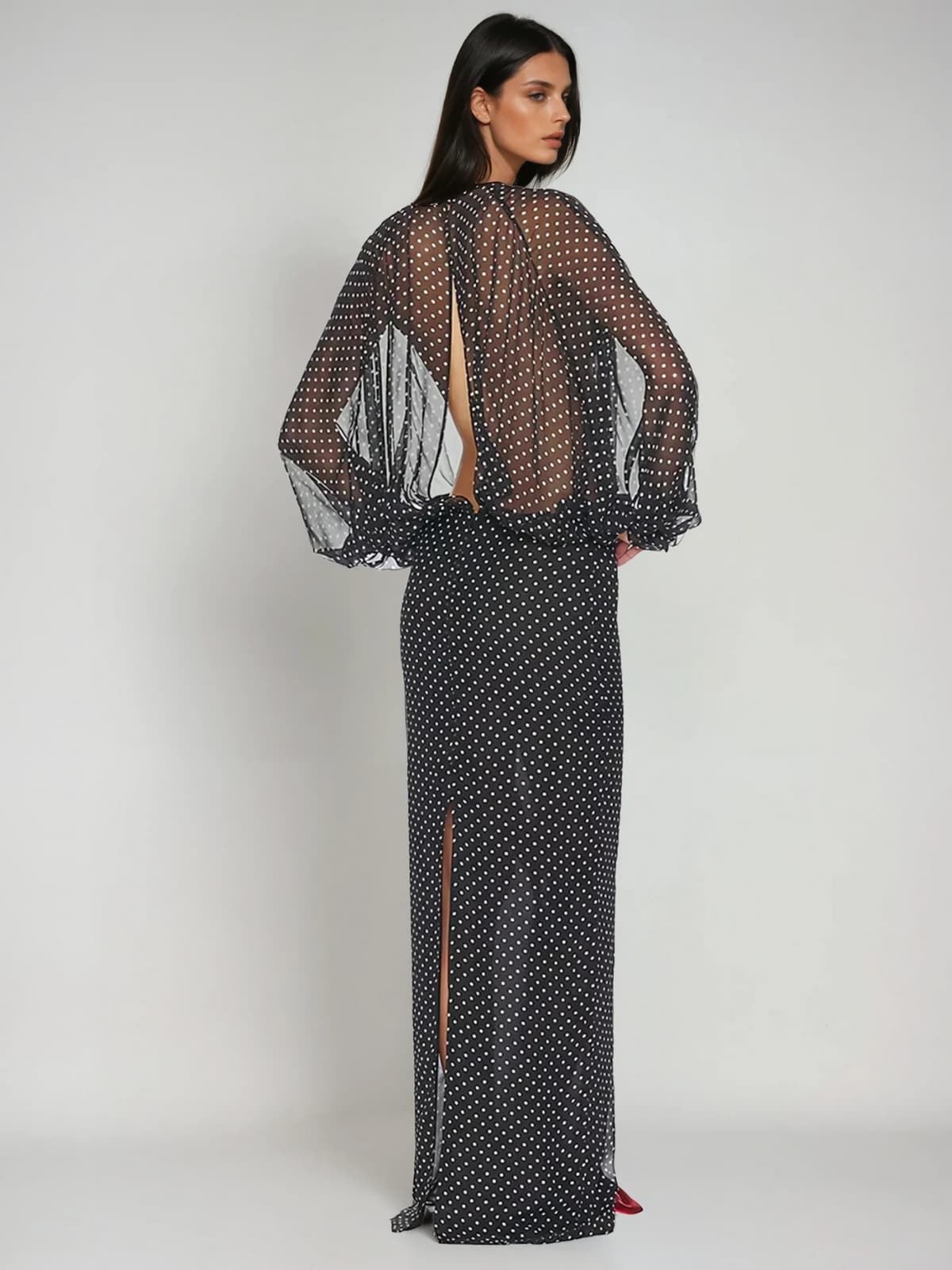 Wyvra Long Sleeve Dot Maxi Dress