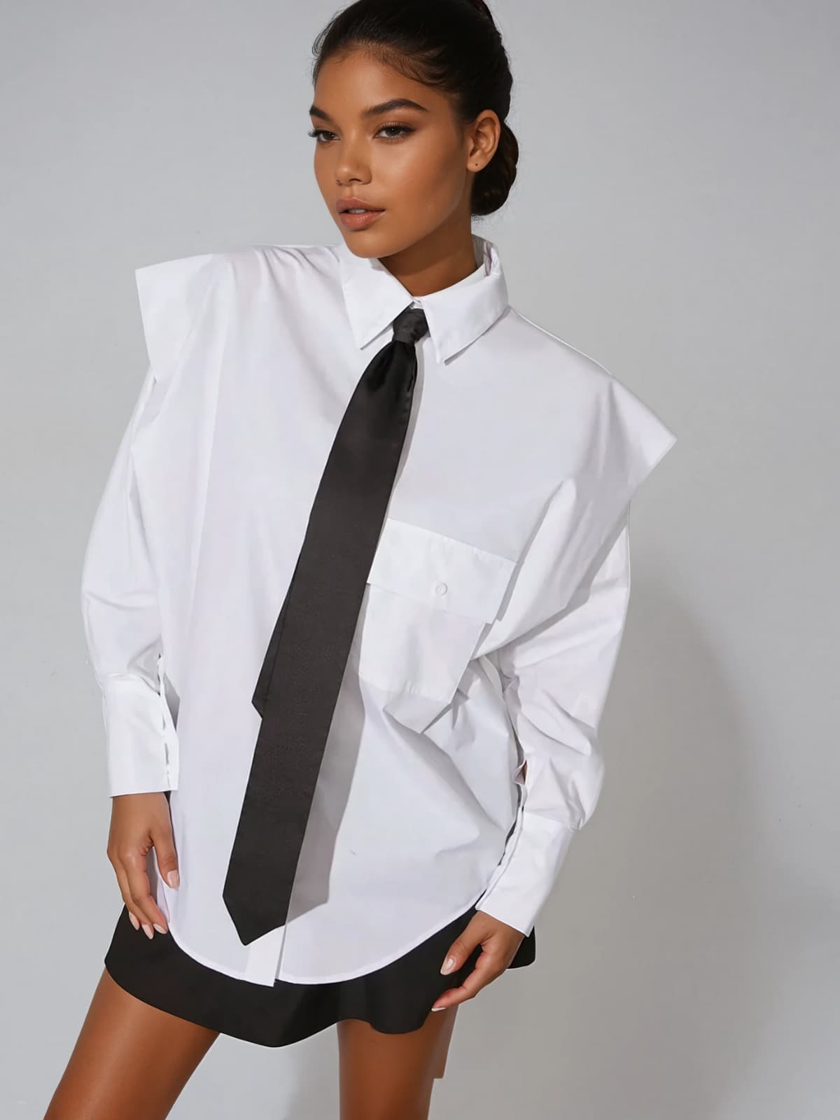 Xenthis Folded Collar Tie Shirt