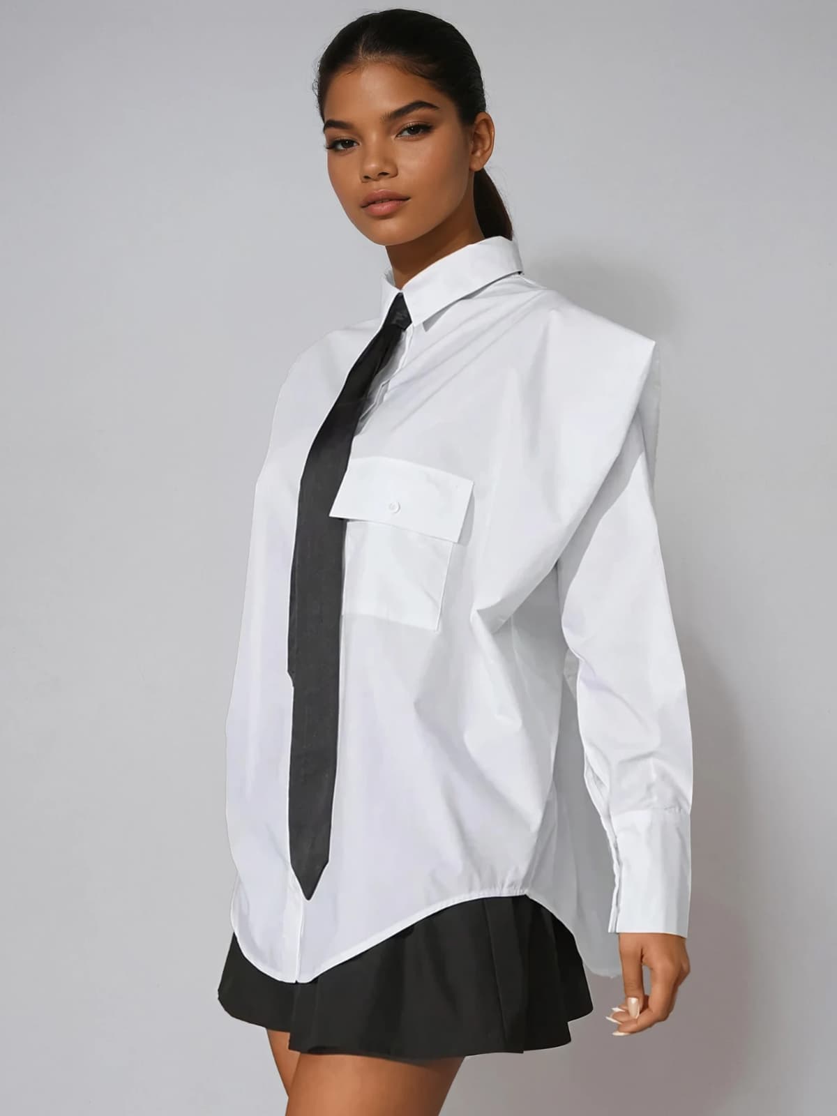 Xenthis Folded Collar Tie Shirt