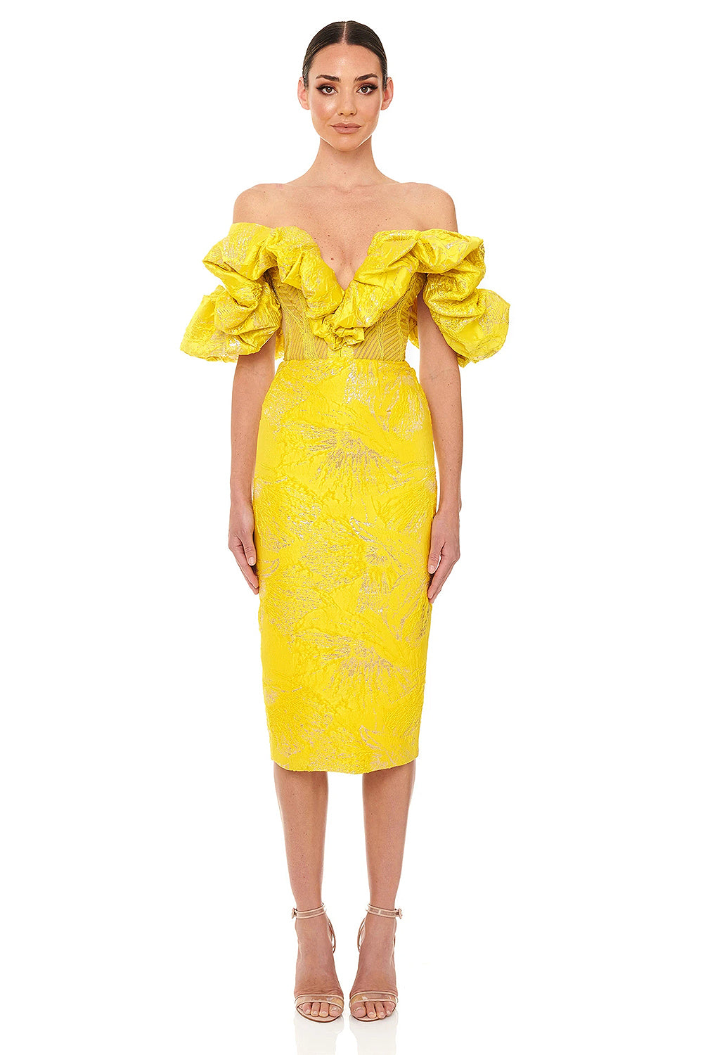 Jacquard V-neck Wedding Strapless Dress