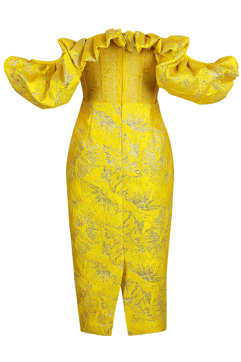 Elegant Jacquard Wrap Midi Celeb Dress