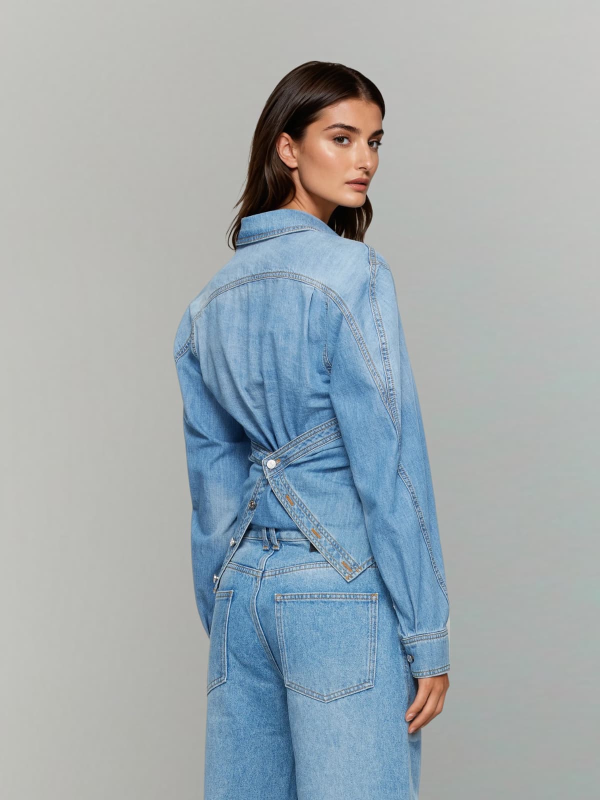Yenth Folded Collar Denim Shirt