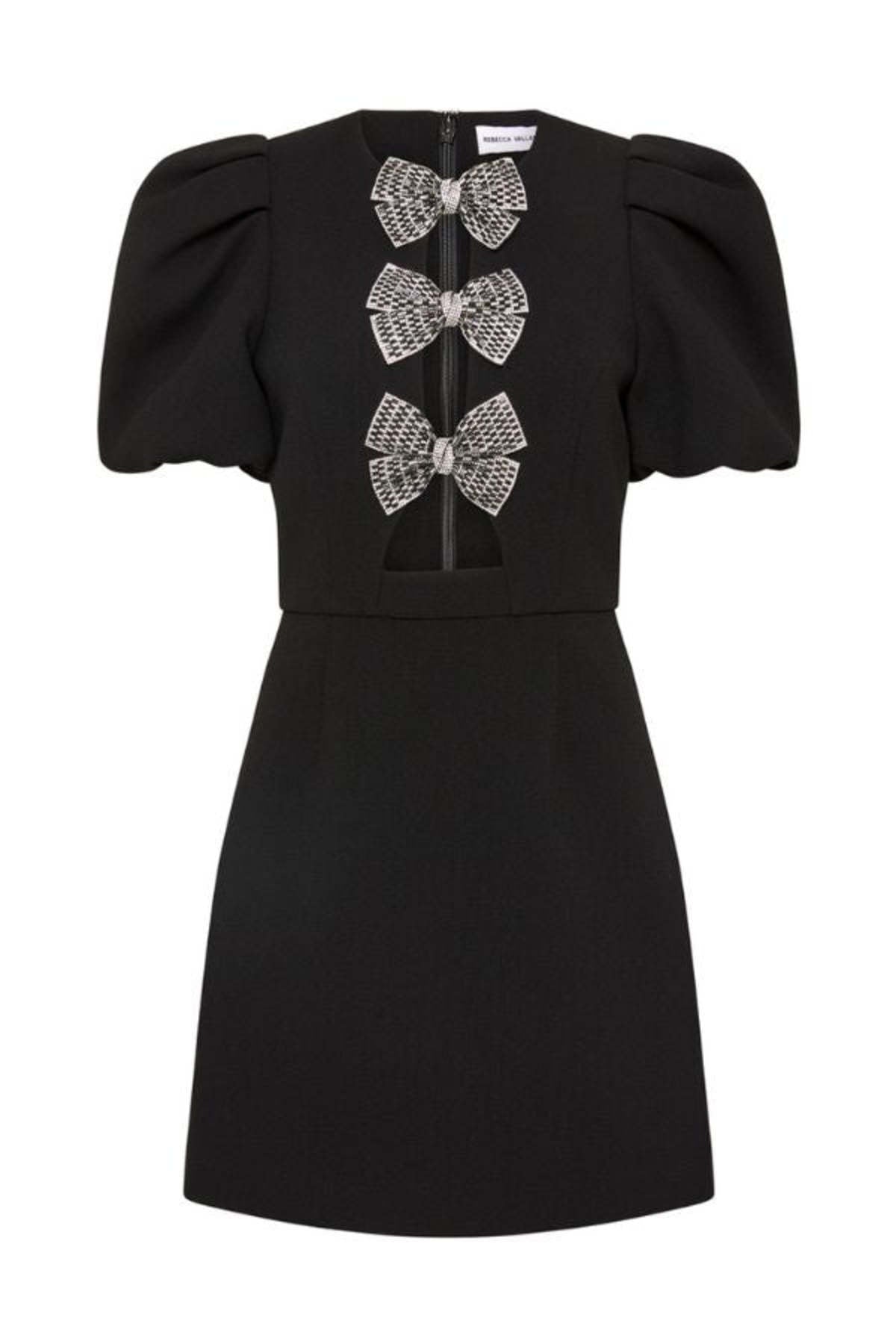 Designer Drop Puff Sleeve Black Bandage Dress