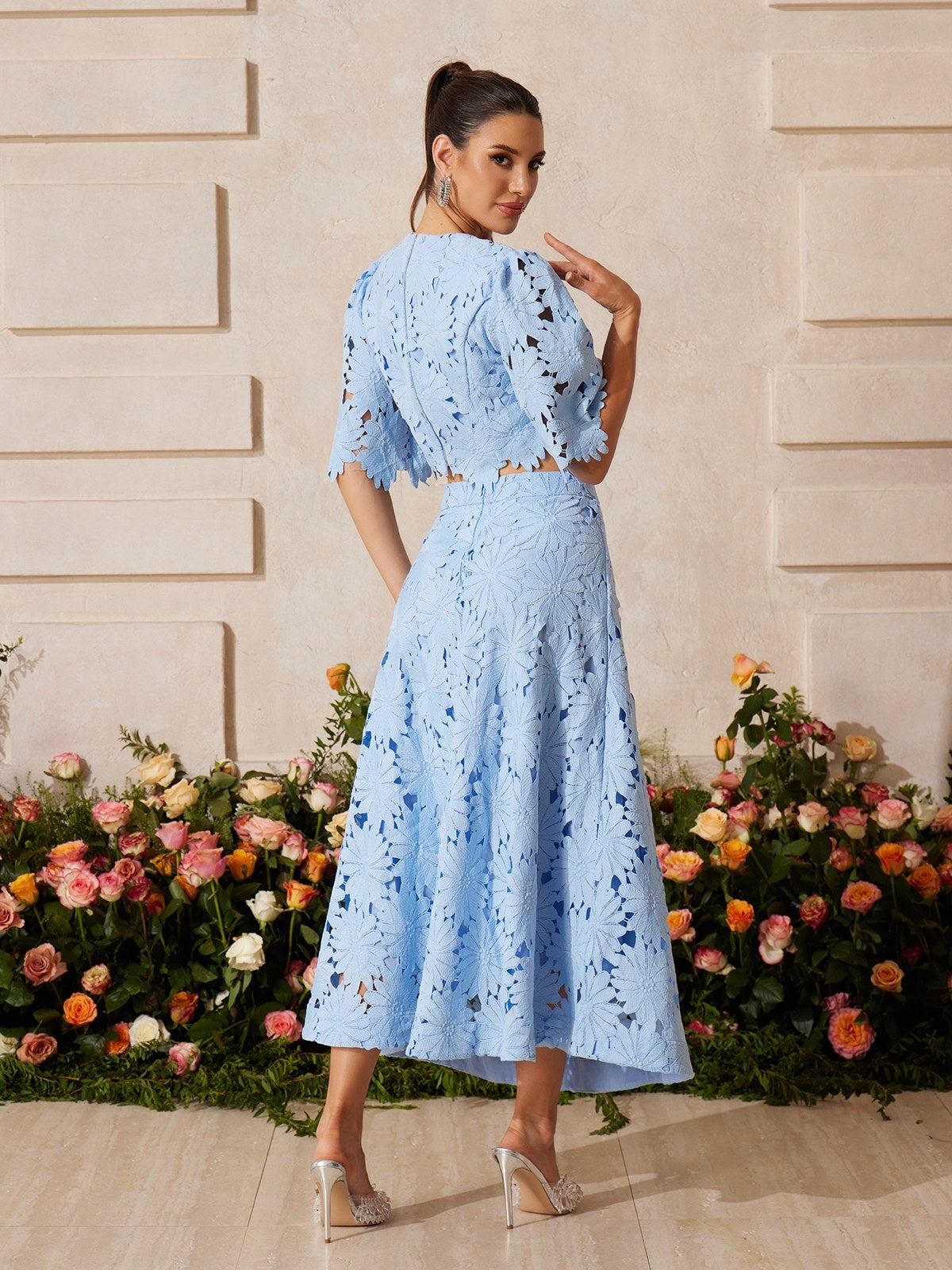 Zaelyth Floral Embroidered Skirt Set