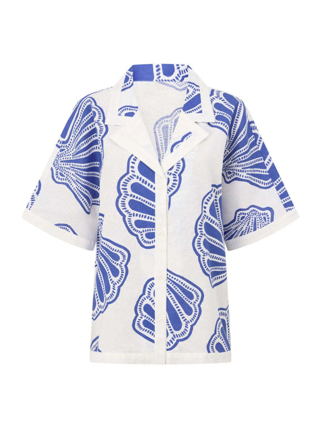 Printed Button Up Shirt and Shorts Set