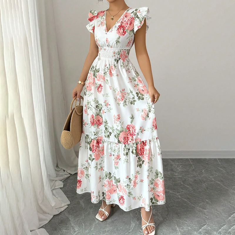 Saliya V Neck A Line Vacation Long Dress