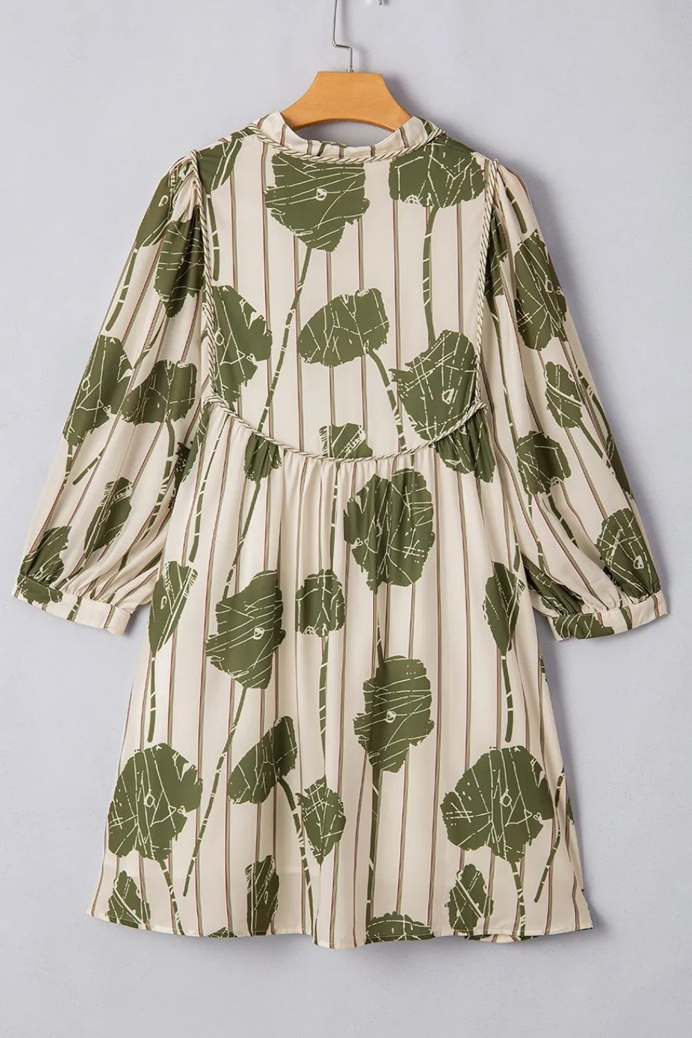 Printed Tie Neck Balloon Sleeve Dress