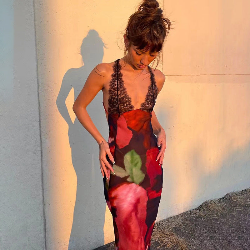 Gunna Backless Slim Print Dress