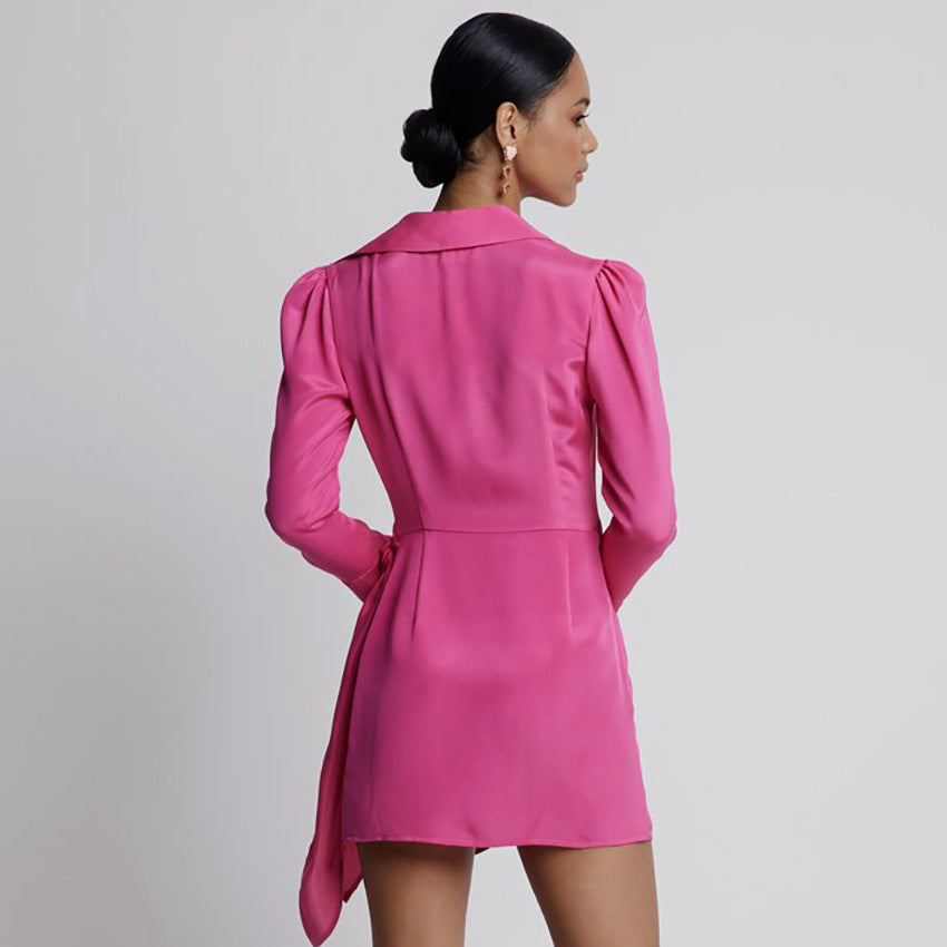Knot Skirt Bow Right Angle Shoulder Dress