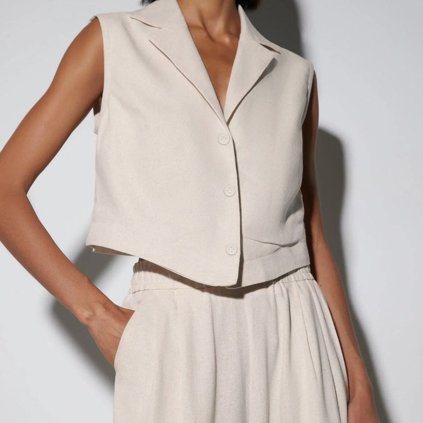 Vest High Waist Wide Leg Pants
