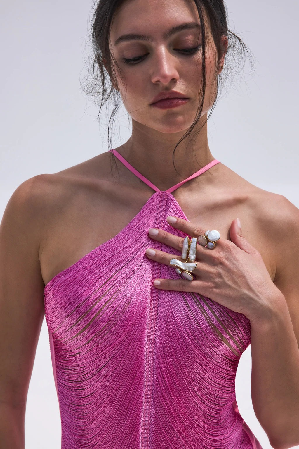 CELEB FUR IRREGULAR MAXI DRESS