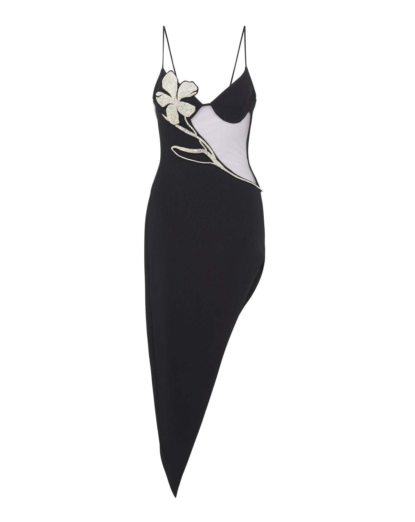 Tar See-through Bouquet Diamond Mesh Dress