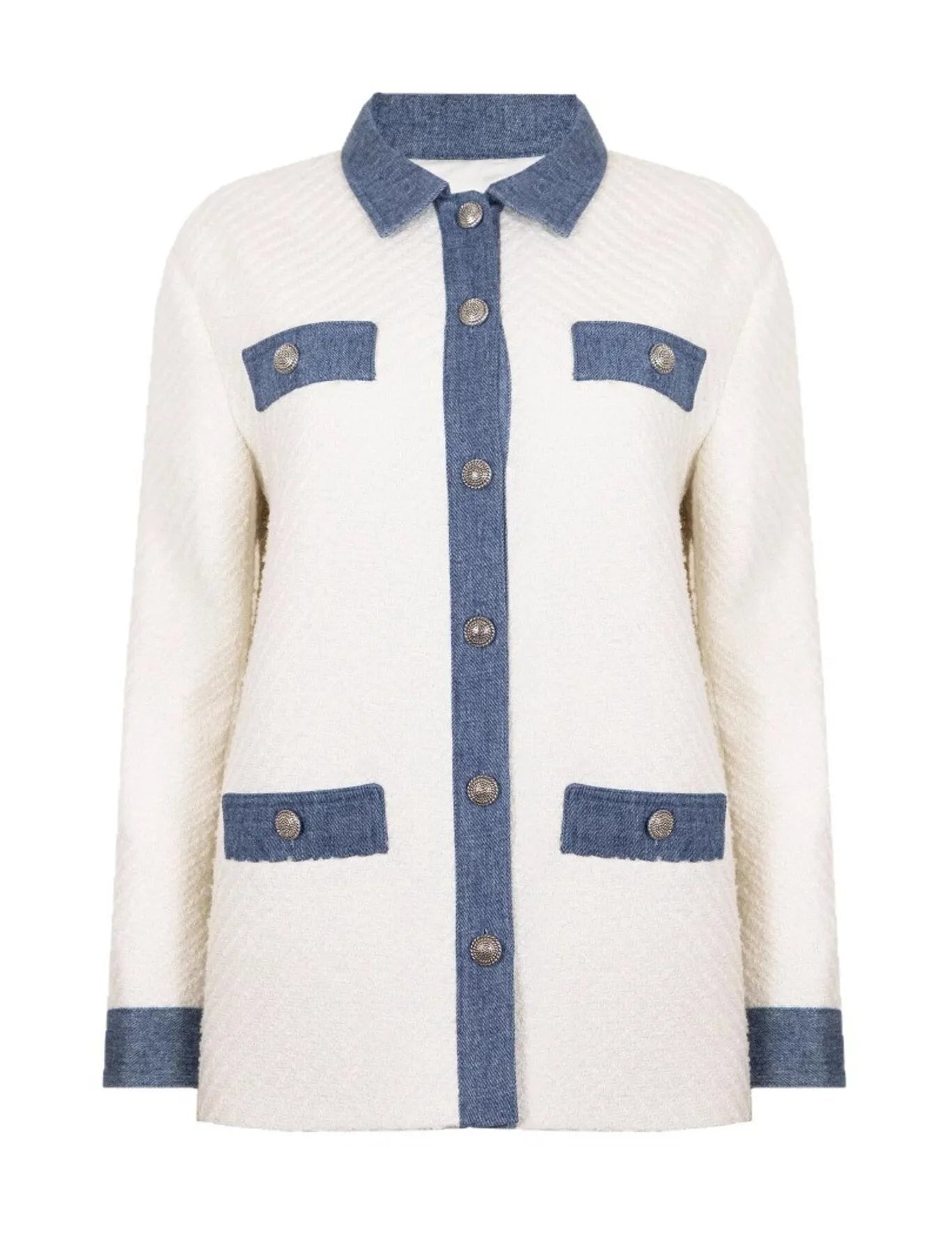 Contrast Trim Button Up Jacket
