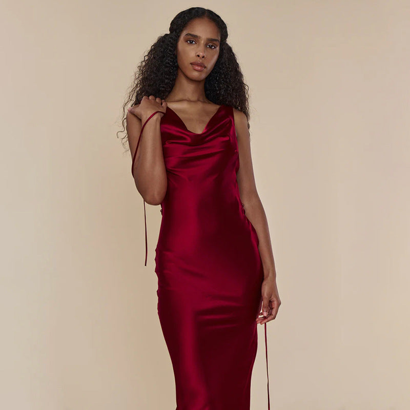 Backless Evening Lace Up Long Dress
