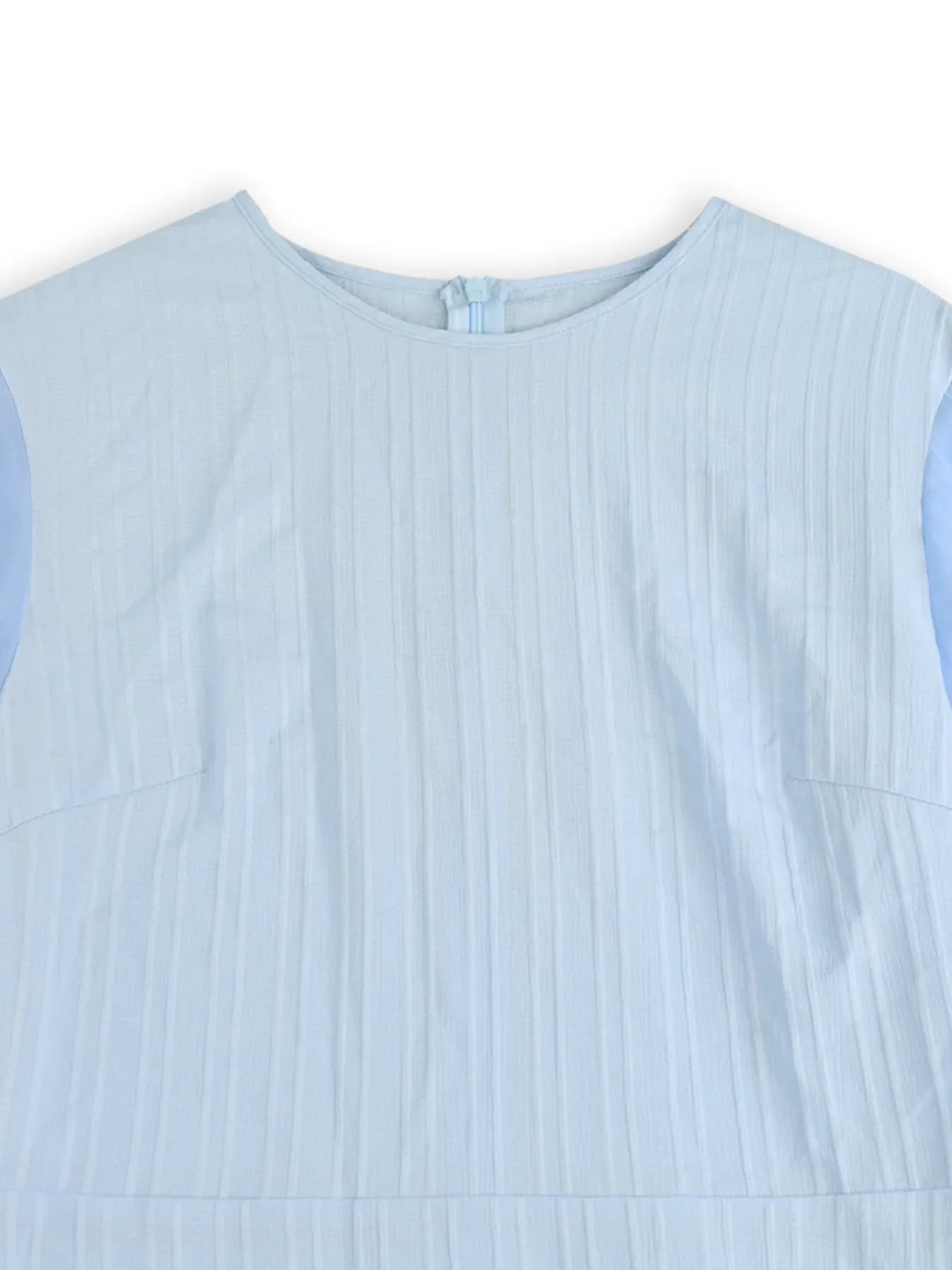 Ruffled Round Neck Flutter Sleeve Dress