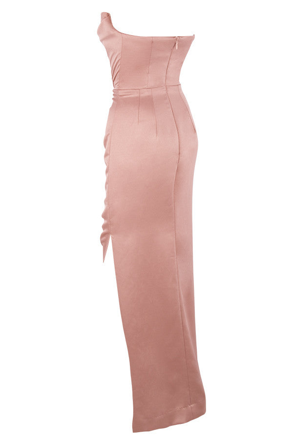 AERIKA SATIN STRAPLESS GOWN-GREEN