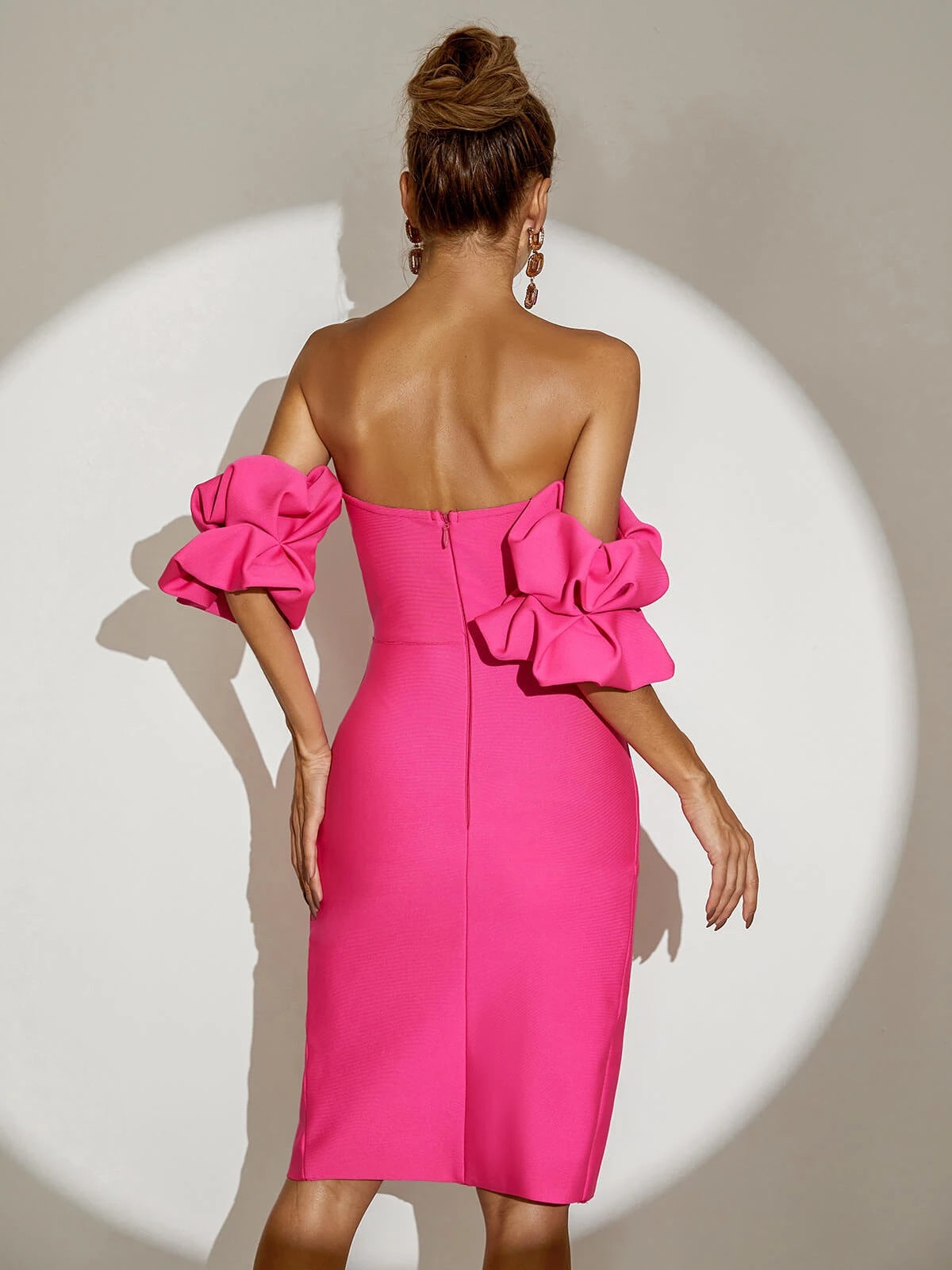 Alyia Puff Sleeve Ruffle Bandage Skirt