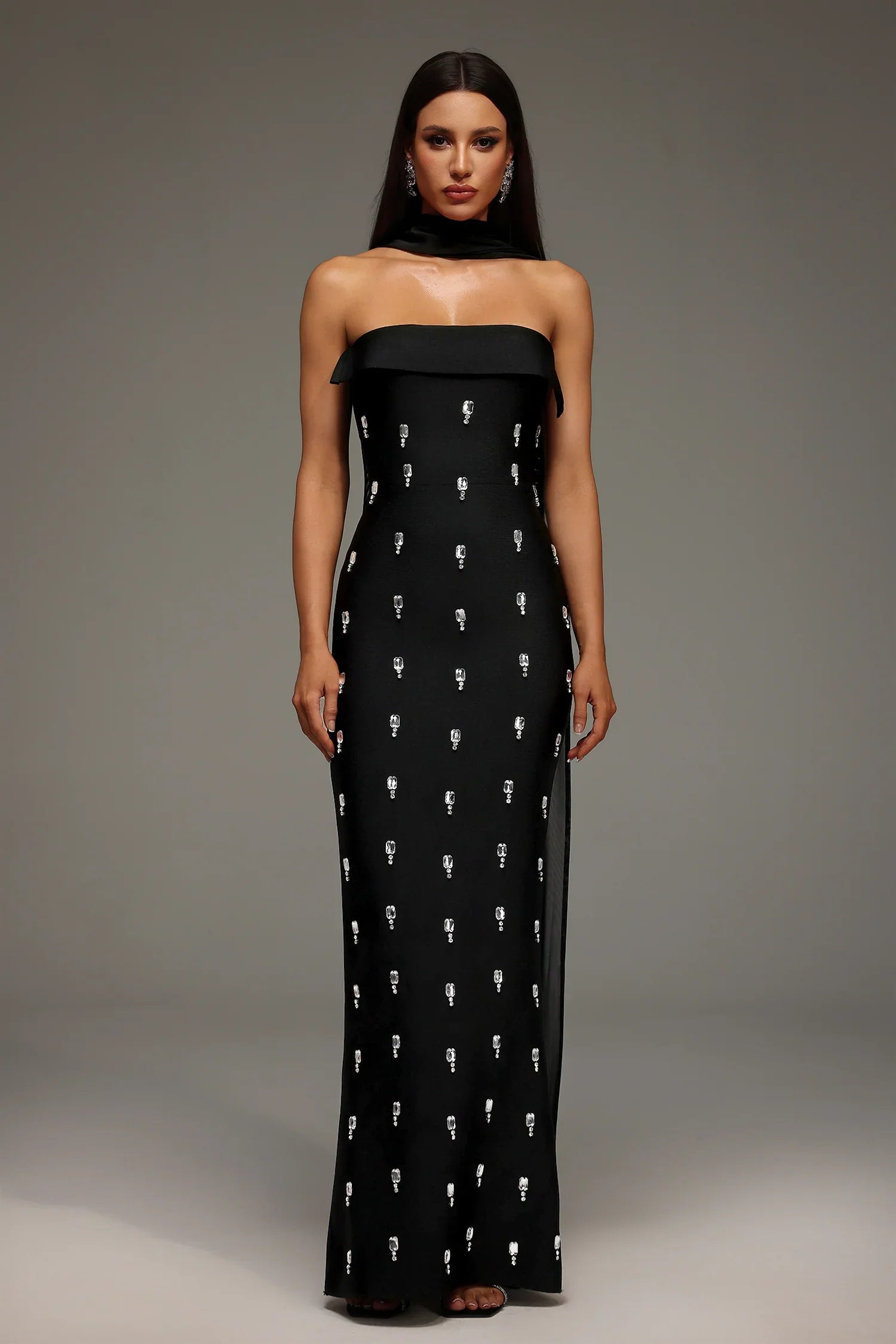 Alyia High-End Diamond Bandage Sparkly Evening Party Dress