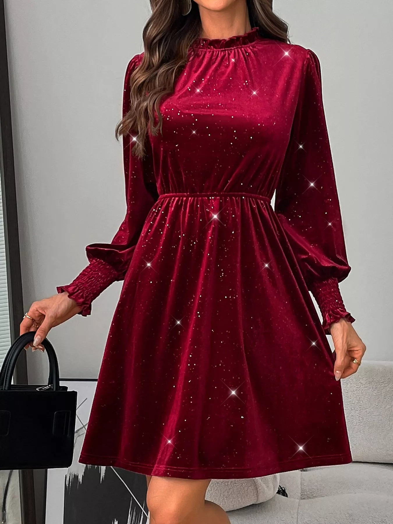 Glitter Velvet A-Line Dress