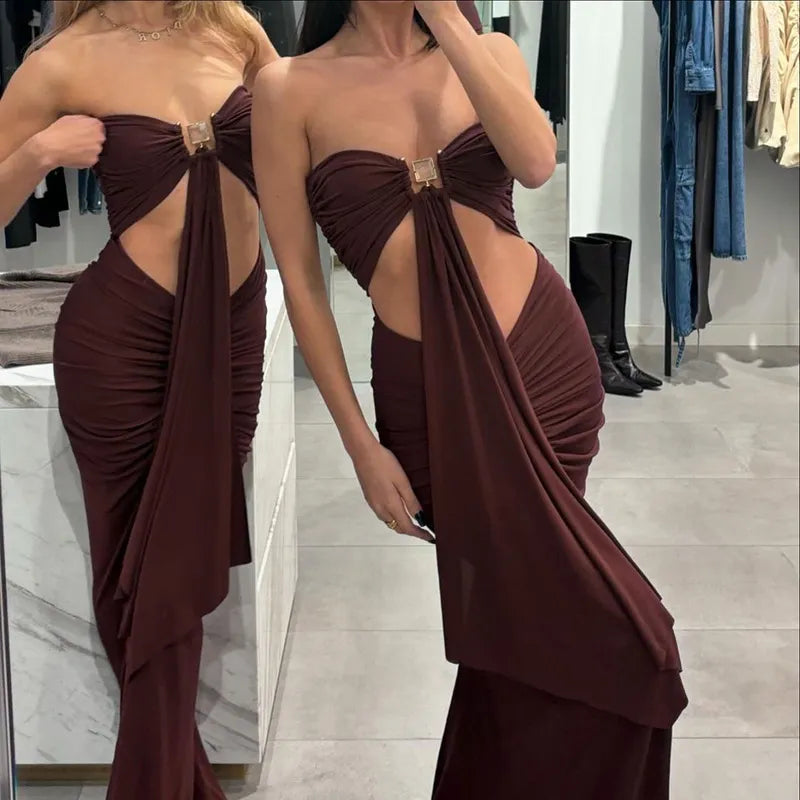 Sculpted Elegance High-Waist Cutout Dress
