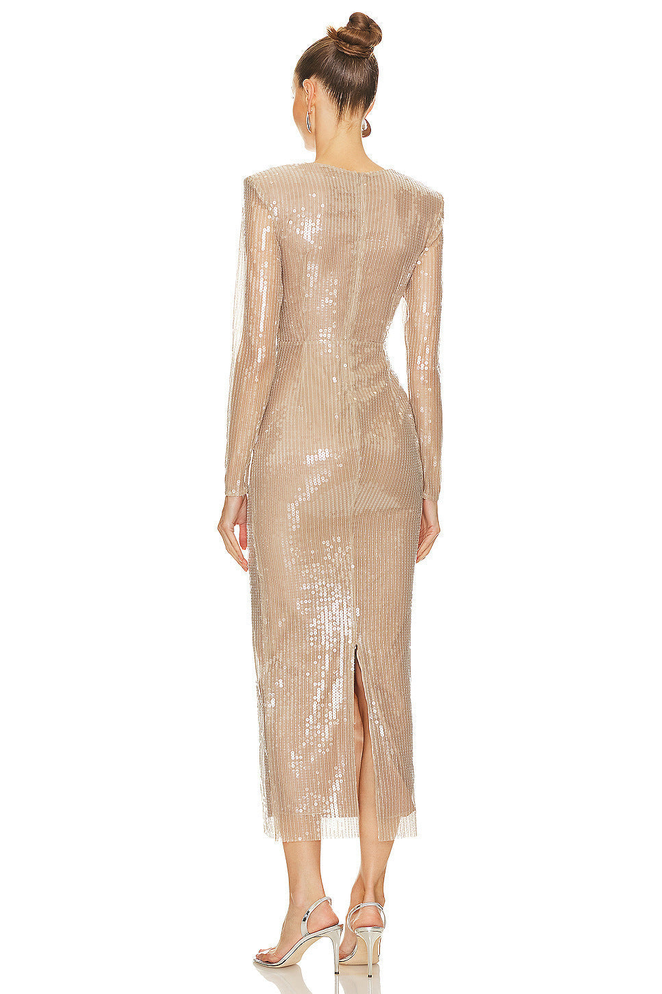 Diag Collar Metallic Mesh Flow Dress