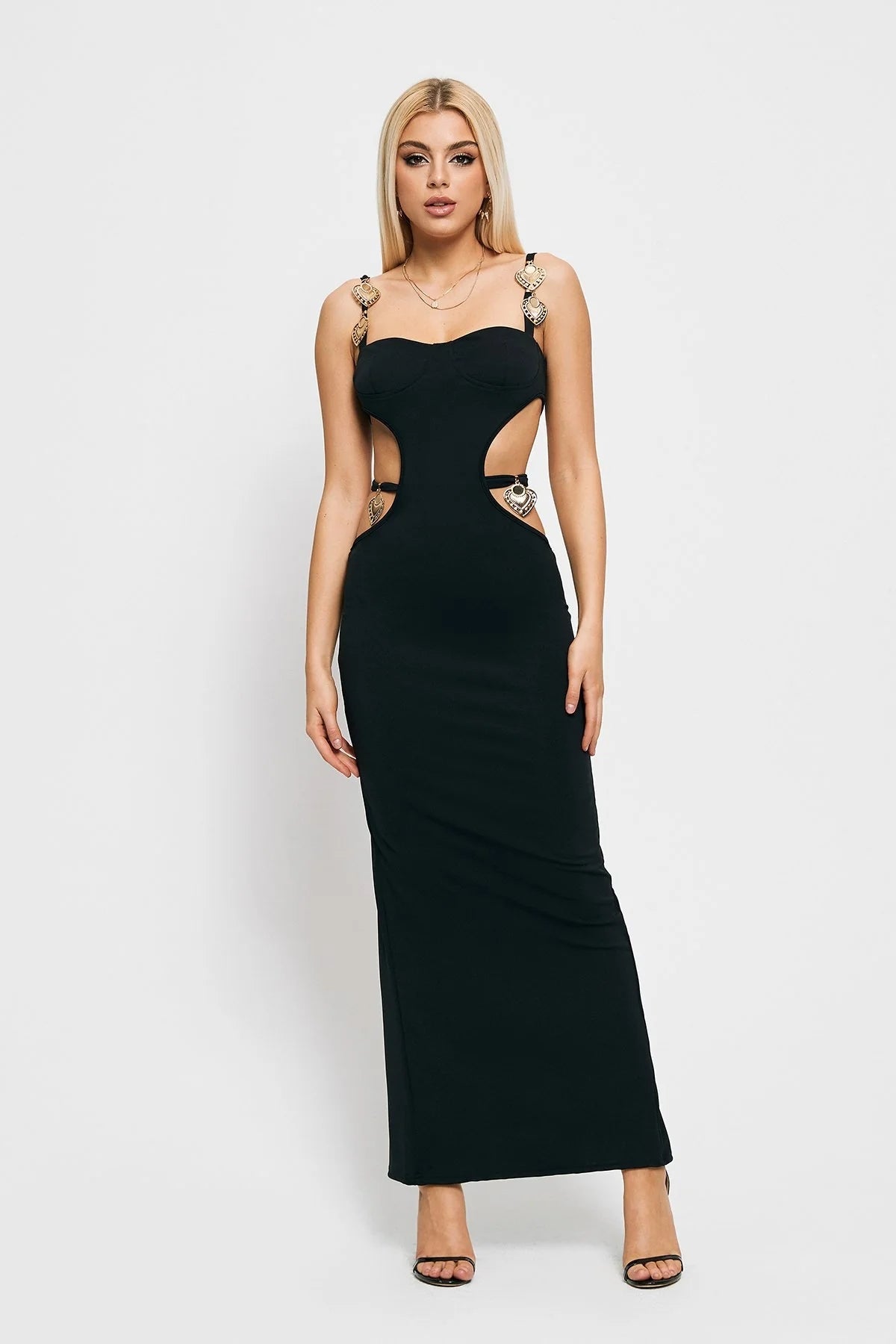 Alyia Suspender Waist Split Skirt Dress