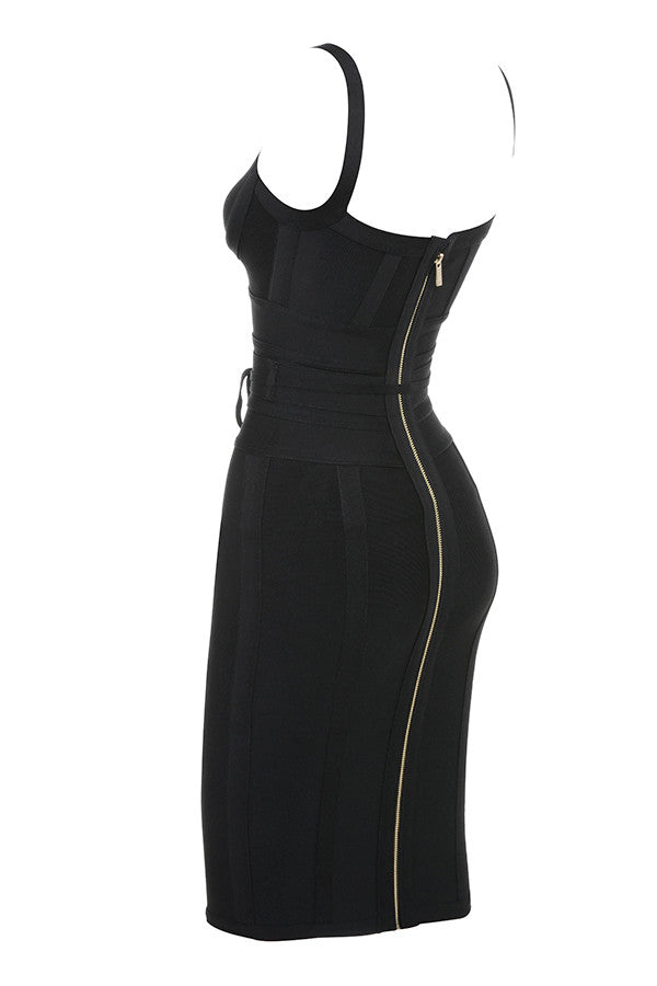 MEAGA TIE WAIST BANDAGE DRESS-WHITE