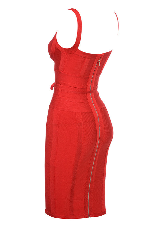 MEAGA TIE WAIST BANDAGE DRESS