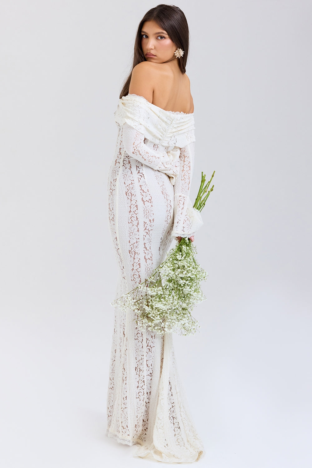 AEILA VINTAGE LACE MAXI DRESS-BLACK