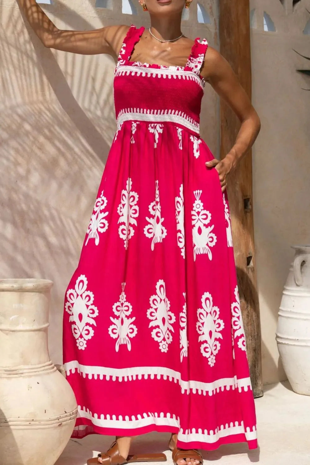 Printed Square Neck Cami Dress
