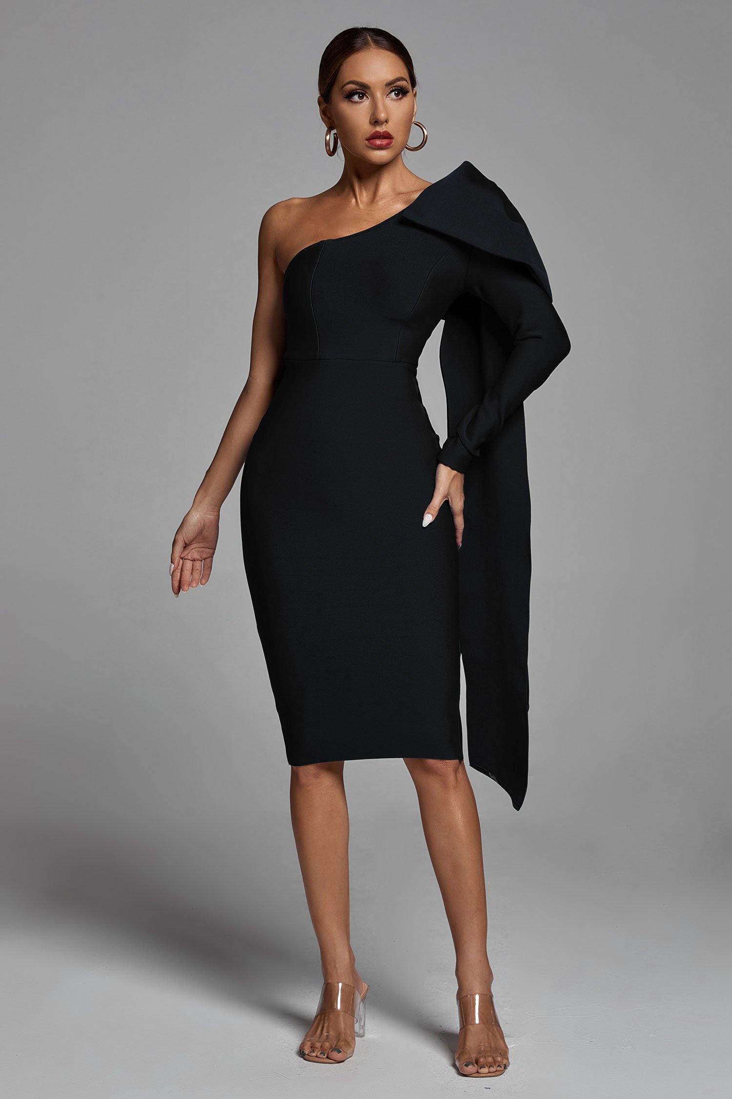 Ayla Black One-Shoulder Bandage Dress
