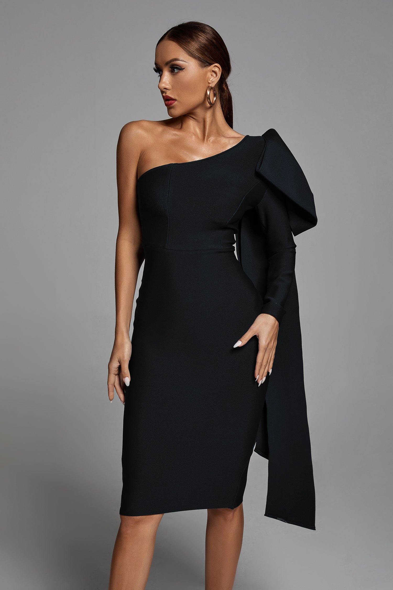 Ayla Black One-Shoulder Bandage Dress