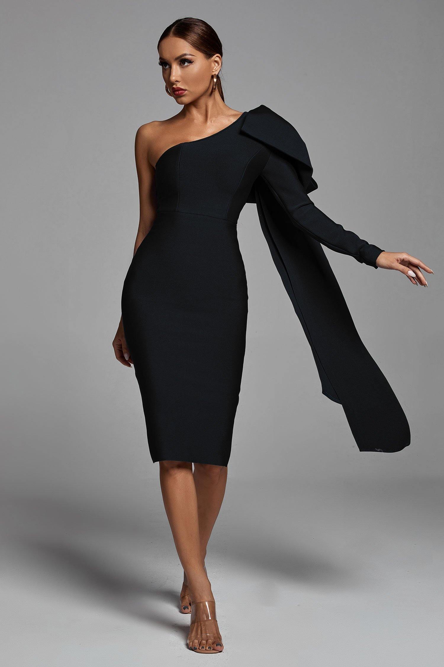 Ayla Black One-Shoulder Bandage Dress