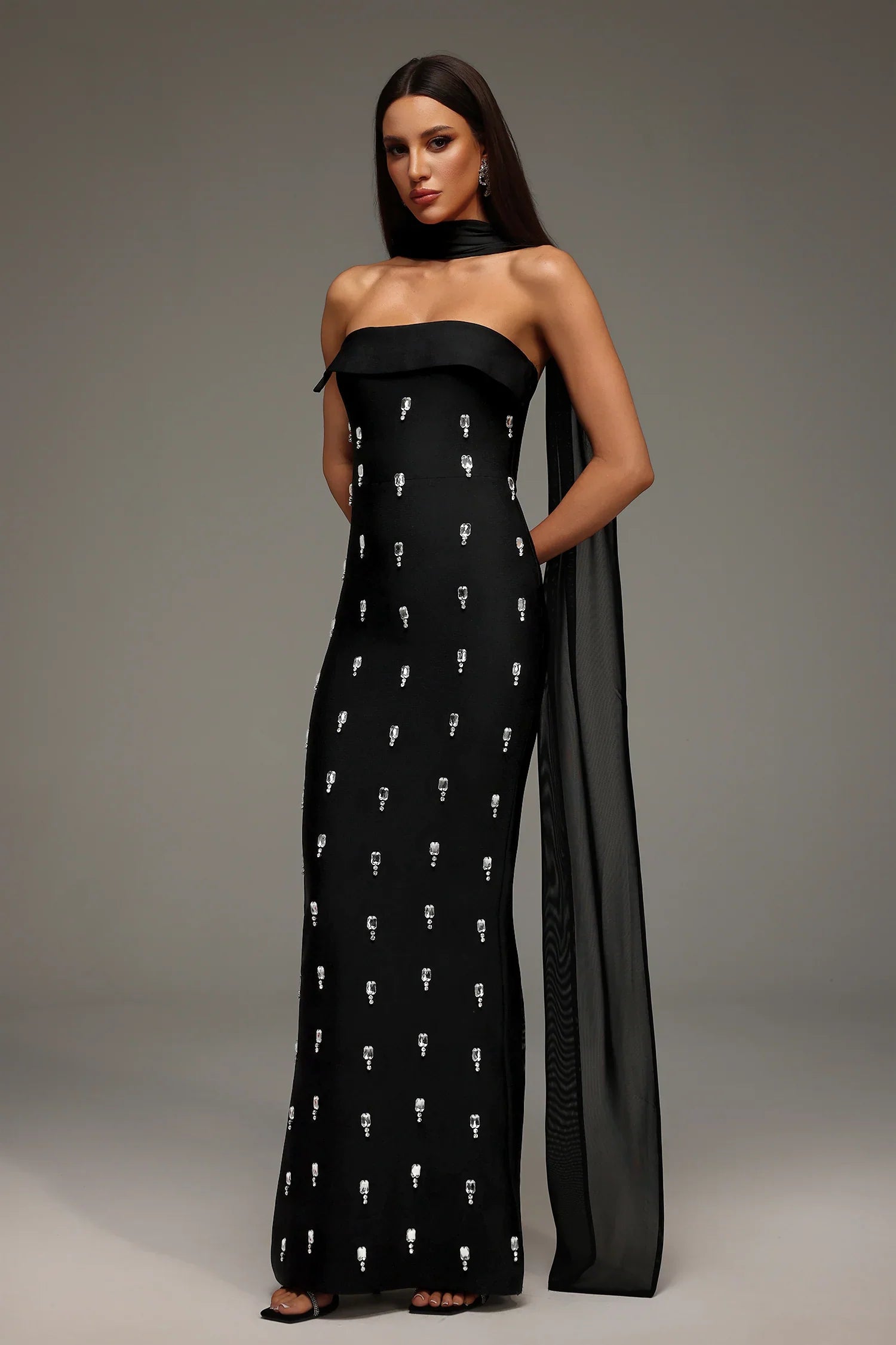Alyia High-End Diamond Bandage Sparkly Evening Party Dress