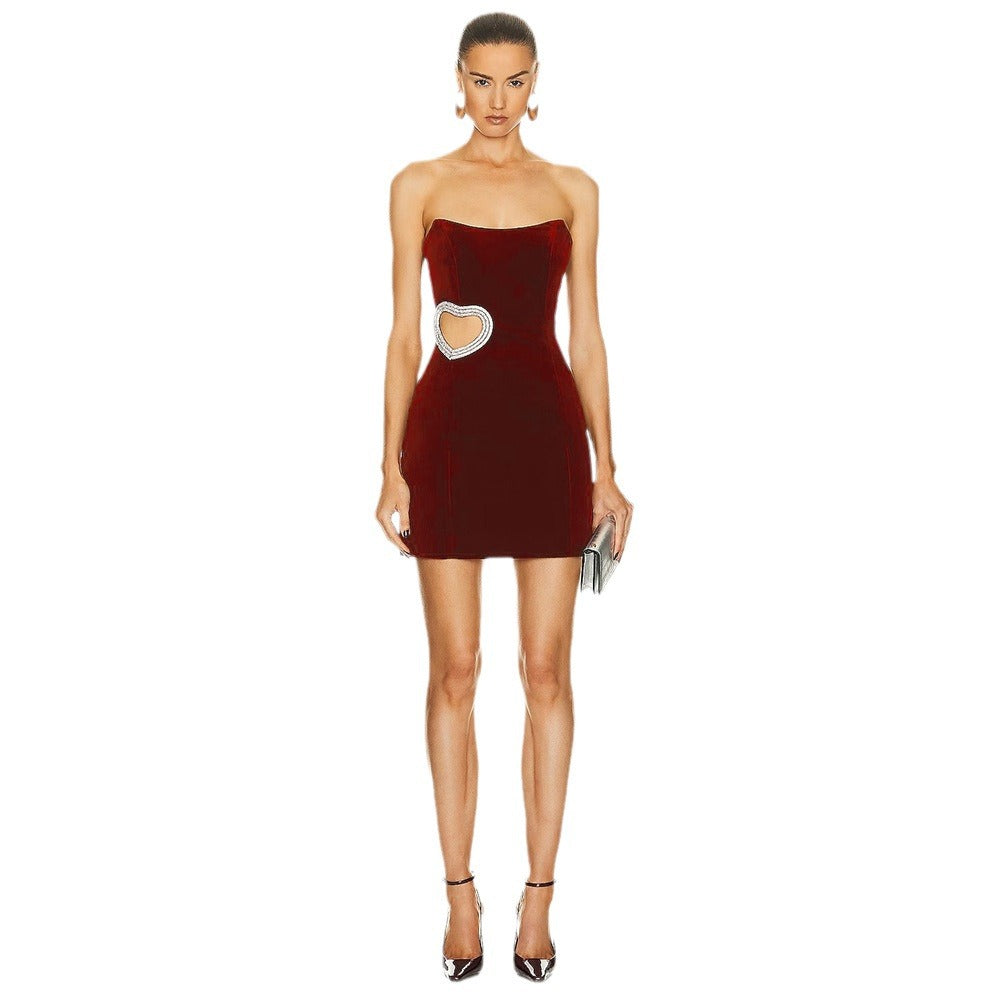 Valentine Diamond Show Topper Dress-Real Red