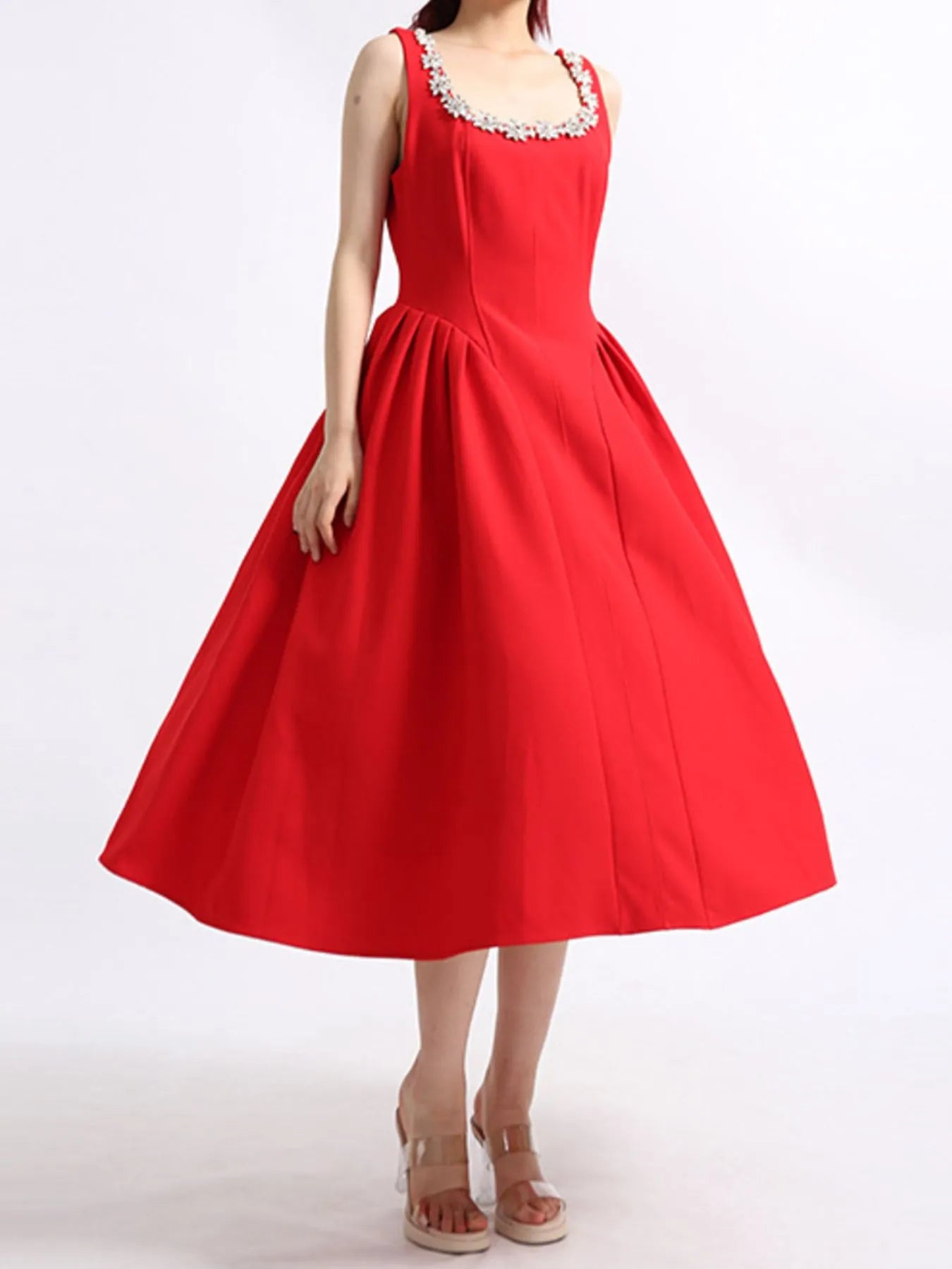 Flower Scoop Neck Sleeveless Dress