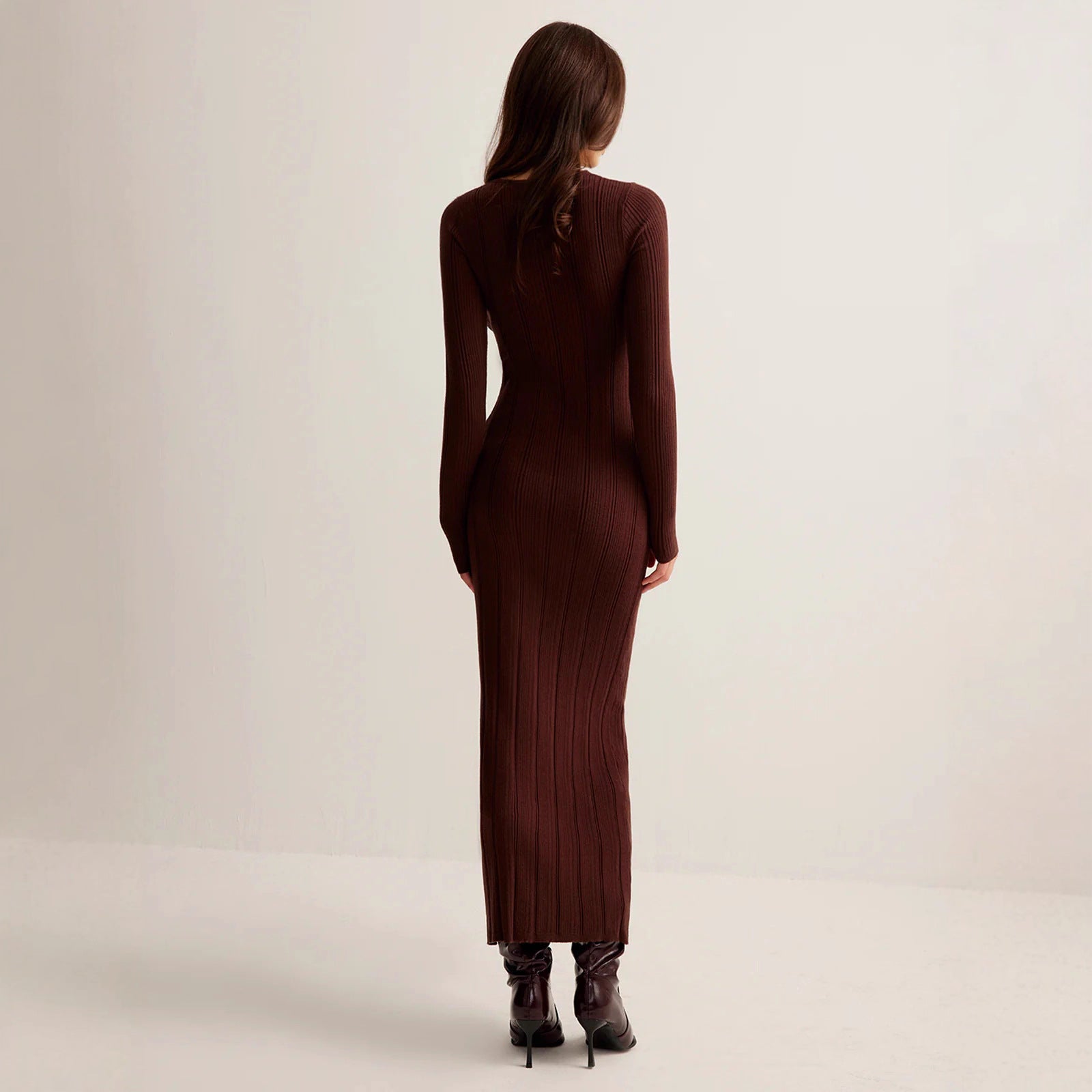 Royal Retro V-neck Slim-fit Long Sleeve Knitwear Dress