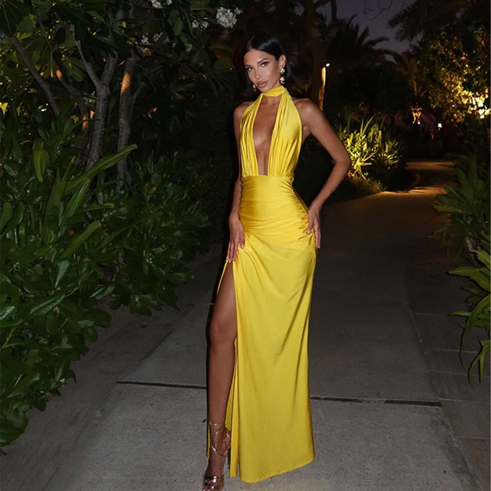 Alyia Halter Backless Maxi Dress