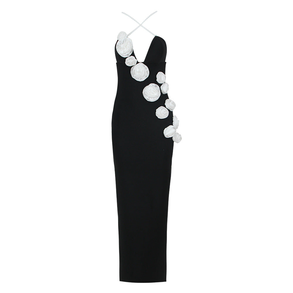 Limited Pearl Flowers Elegant Celeb Dress