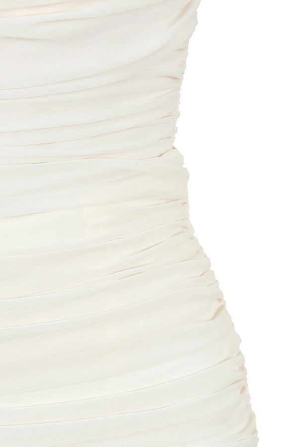 Lemily Ruched Draped Chiffon Dress