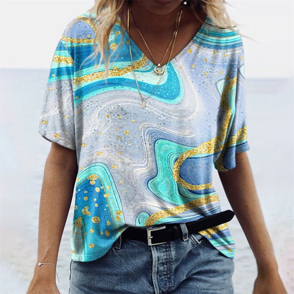 Hazel - Boho V-Neck T-Shirt