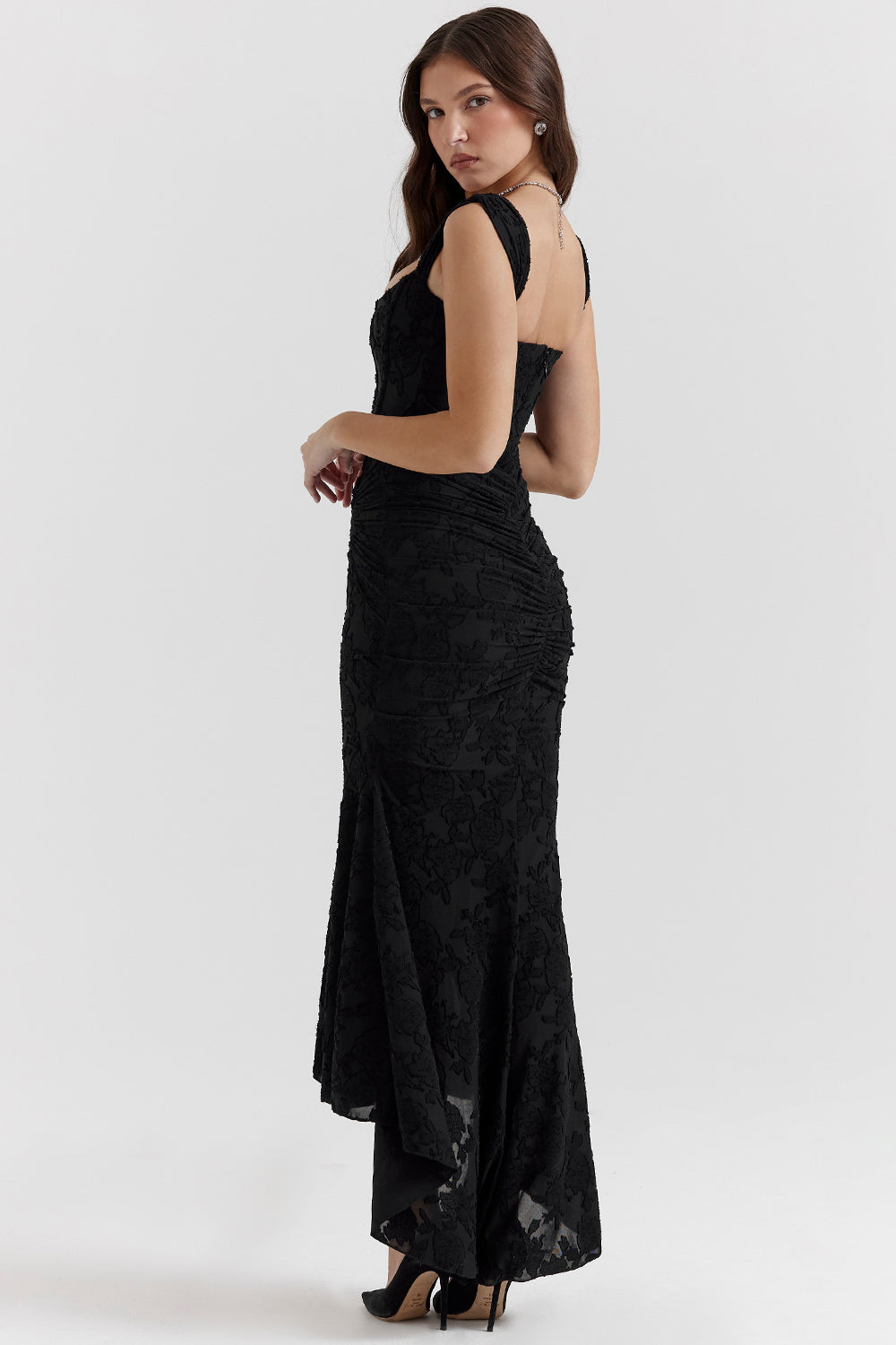 Alyia Rose Pink Floral & Black Maxi Dress