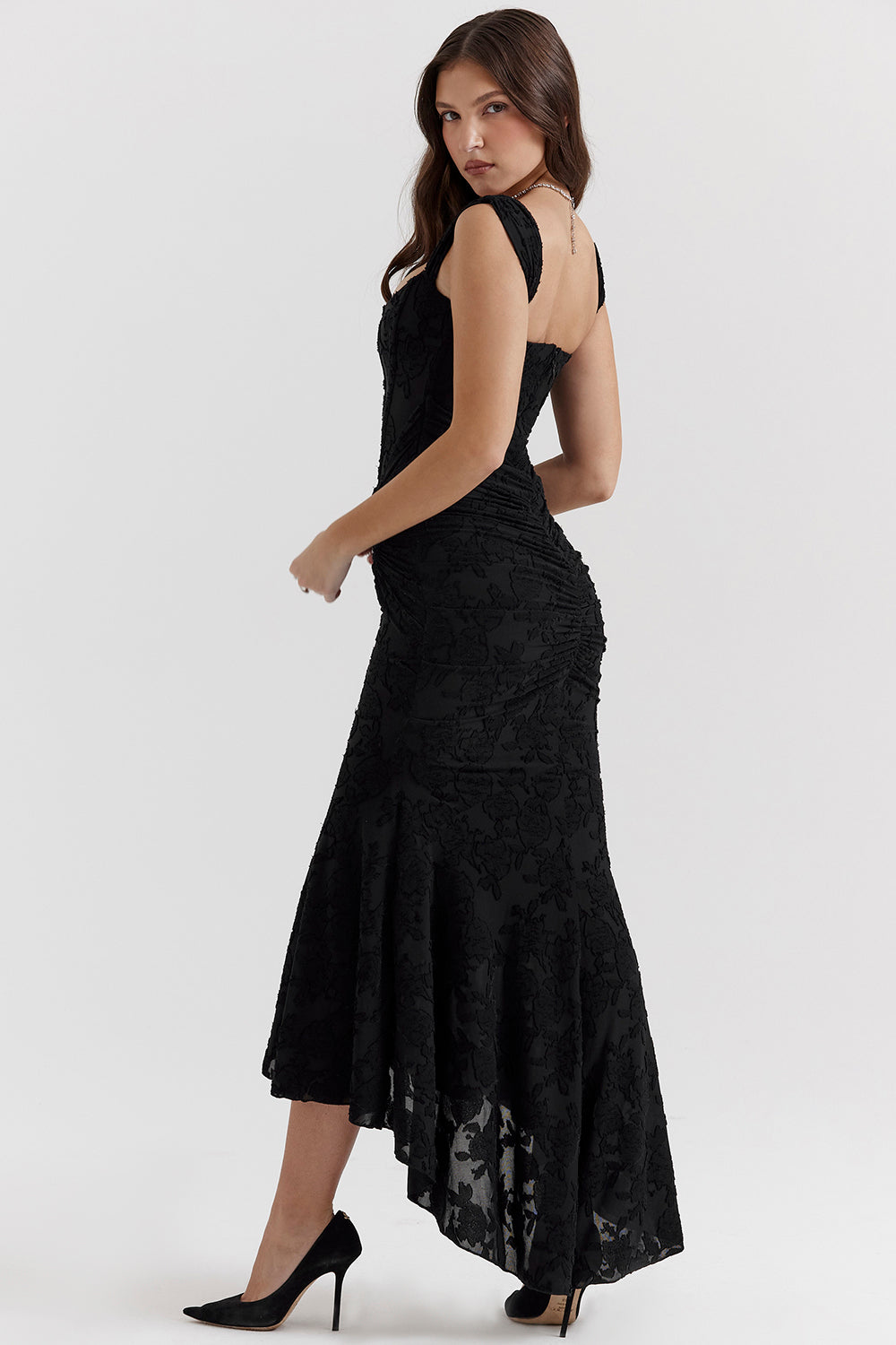 Alyia Rose Pink Floral & Black Maxi Dress