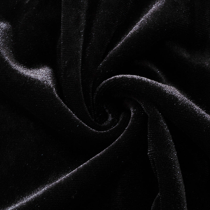 Aerilla Low Cut Long Sleeve Black Dress