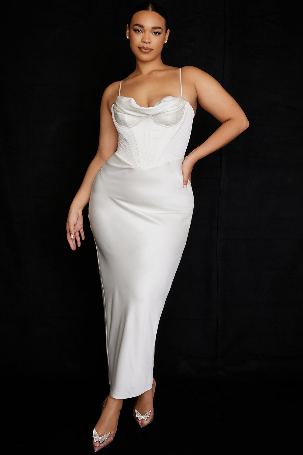 Elegant Corset Maxi Dress-Black