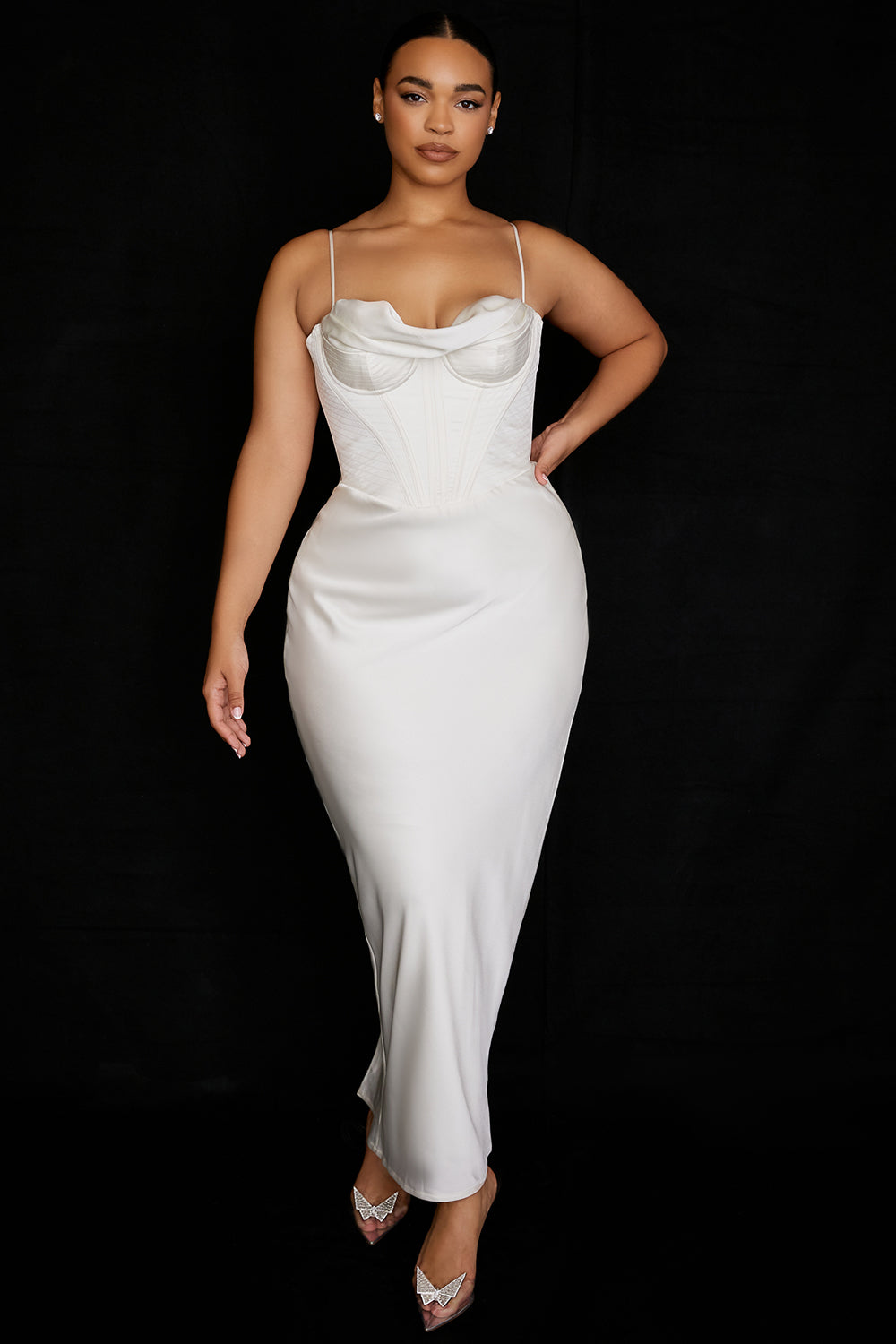 Elegant Corset Maxi Dress-Brown