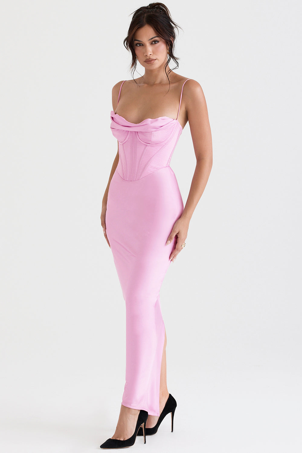 Elegant Corset Maxi Dress-Rose Pink