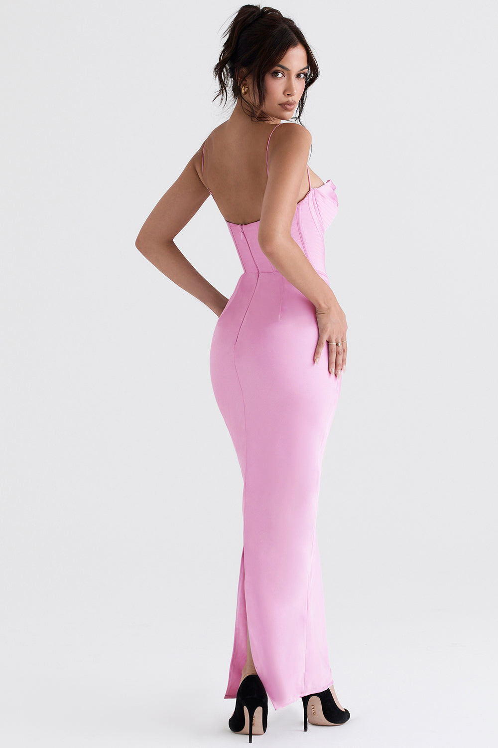 Elegant Corset Maxi Dress-Rose Pink