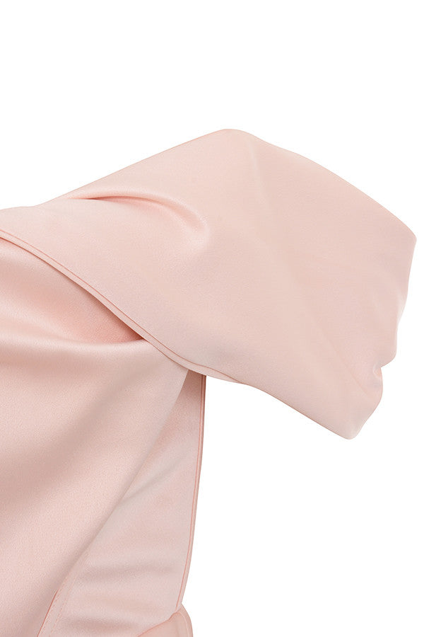 EVVA OFF SHOULDER SATIN MINI DRESS