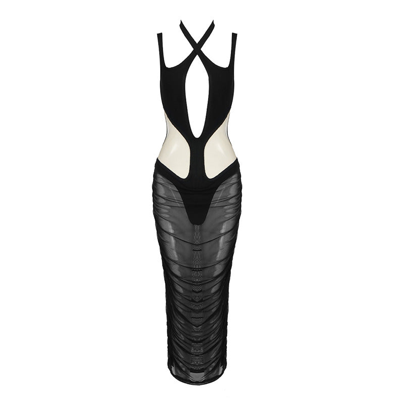 Kaira Cutout Mesh Midi Bandage Dress